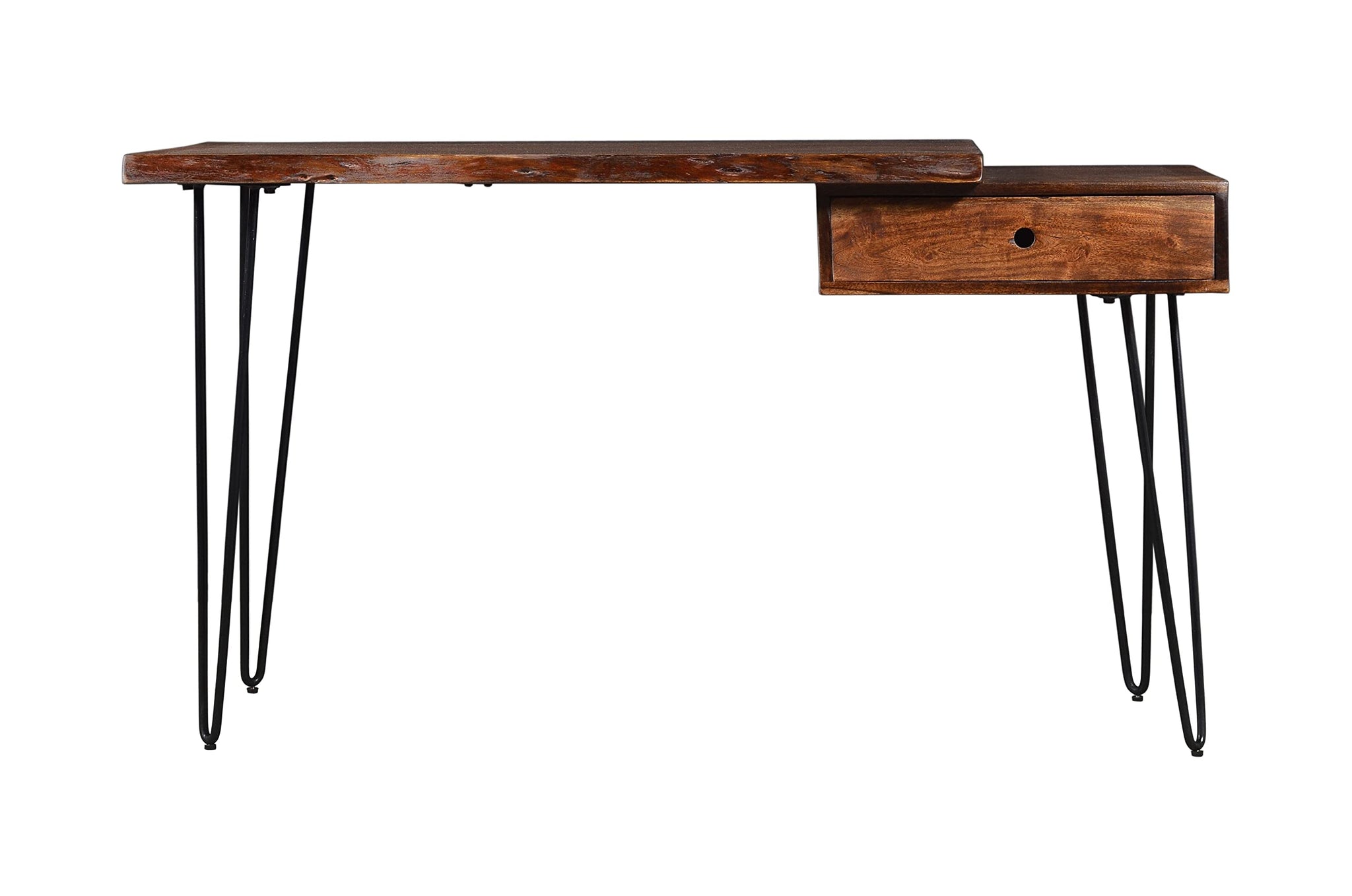 Jofran Nature'S Edge Modern 54'' Solid Wood Live Edge Desk With Drawer For Work Or Home, Chestnut