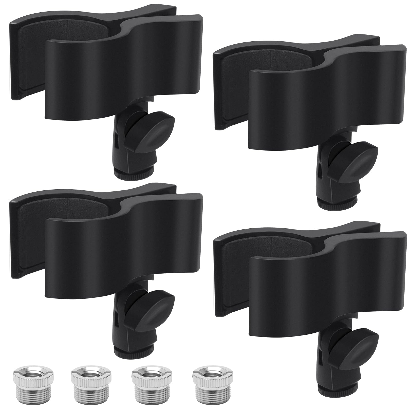 Adjustable Microphone Holder Clip, 1 Pcs Plastic Spring Mic Clip, Microphone Stand Outer Diameter Between 32mm to 60mm with 1pcs