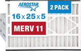Aerostar 16x25x5 MERV 11-2 Count - Pleated HVAC, Furnace & Air Conditioner Filters - Removes Dust, Cold & Flu Germs, Lint, Mold,