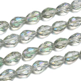 120pcs Czech 12mm Faceted Teardrop Crystal Glass Beads Light Green Shimmer