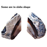 AMOYSTONE Agate Bookends for Shelf Decorative Geode Book Ends for Heavy Books Crystal Bookends for Shelves Nature Brown Small(1