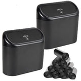EnthuLove 2 Packs Mini Car Trash Can Bin with Lid and 150pcs Trash Bags,Car Trash Can Bin,Car Garbage Trash Can Storage for Fron