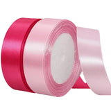 2 Rolls Pink Hot Pink Ribbon, 1 Inch x 50 Yards Satin Pink Fabric Ribbon for Flower Bouquets, Gift Wrapping, DIY Crafts, Birthda