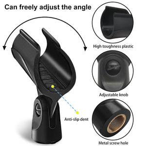 Mictop Universal Microphone Clip Holder, Comes with 5/8 Male to 3/8 Female Screw Adapter Suitable for Handheld Microphones,
