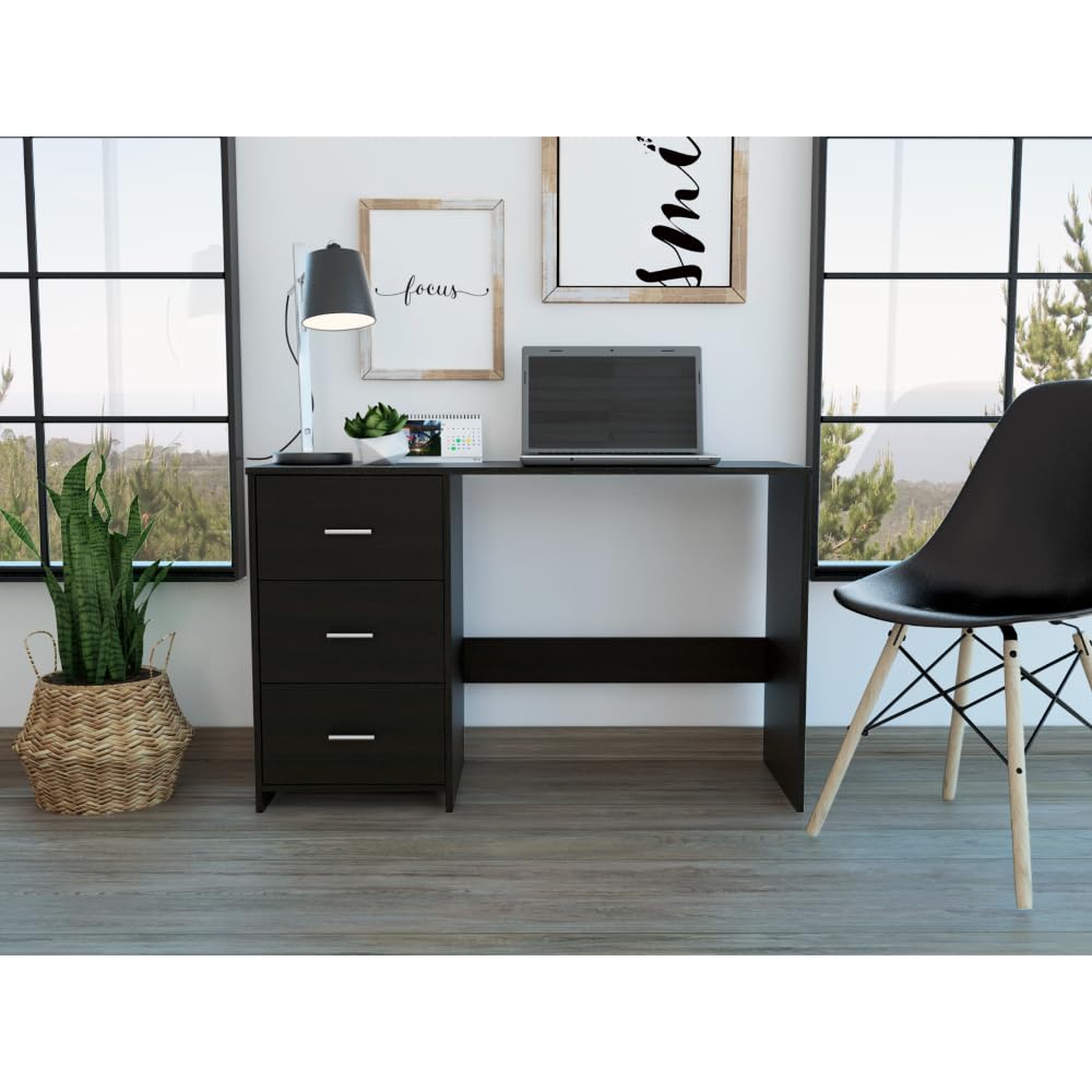 Tuhome Classic 3 Drawers Writing Desk -Black