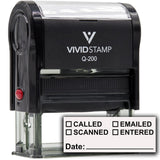 [] Called [] Scanned [] Emailed with Date Line SelfInking Office Rubber Stamp (Black Ink) Q200