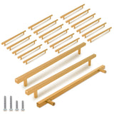 TooCust 20 Pack Brushed Brass Kitchen Cabinet Handles, Cabinet Pulls with 10 Inch (256mm) Hole Centers, Gold Dresser Handle with