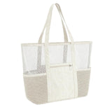 Snappsy Transparent Beach Tote WaterResistant Mesh Shore Tote Easy To LowMaintenance Mesh Handbag For Pool, Travel Beige