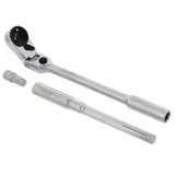VIM Tools Flex Socket Ratchet to T Handle Wrench 3pc Set 1/4in Small Ratchet Set with Socket Extension and Adapter