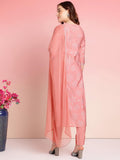 Anni Designer Women'S Rayon Blend Printed Straight Kurta With Pant & Dupatta (Vayu Peach_M_Peach_Medium),Peach,M,Rayon Blend,Regular,