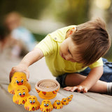 10 Pcs Wooden Yellow Duck Handmade Russian Nesting Dolls Toys, Cute Lovely Animal Matryoshka Stacking Dolls Home Decor, Educatio