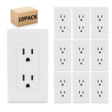 10 Pack - POWAWINI Standard Electrical Outlet 15 Amp, 2 Pole 3 Wire, Non-Tamper Resistant, NEMA 5-15R, Self-Grounding Residentia