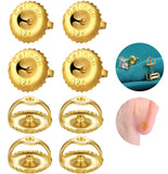 Catinee 4-Pairs Screw On Earring Backs,14K Gold Screw Backs Replacements,925 Stering Silver Screw Earring Backs Fit For 0.032 