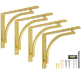 Classic Brass Heavy Duty Shelf Brackets 10 inch by Balin Designs - Gold L Bracket, Wall Mounted Support, Shelving Metal Bracket,