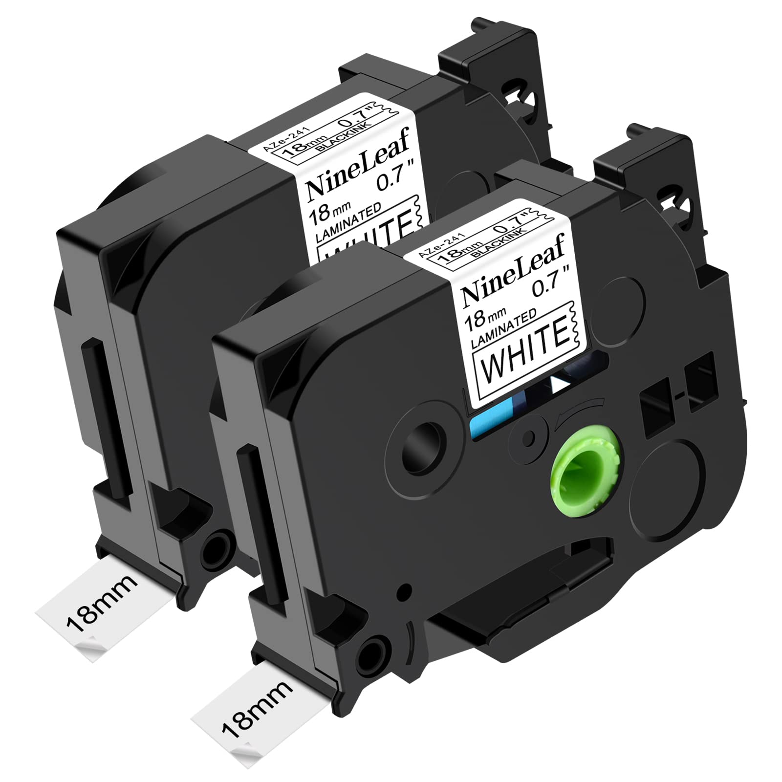 NineLeaf 2 Pack Compatible for Brother P-Touch Label Maker Tape TZe-241 TZe241 TZ-241 TZ241 Black on White 18mm 0.7 Inch Laminat