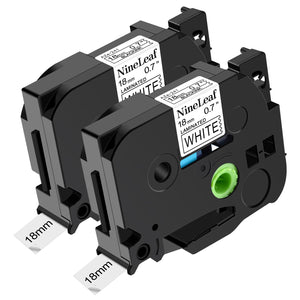 NineLeaf 2 Pack Compatible for Brother P-Touch Label Maker Tape TZe-241 TZe241 TZ-241 TZ241 Black on White 18mm 0.7 Inch Laminat