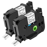 NineLeaf 2 Pack Compatible for Brother P-Touch Label Maker Tape TZe-241 TZe241 TZ-241 TZ241 Black on White 18mm 0.7 Inch Laminat
