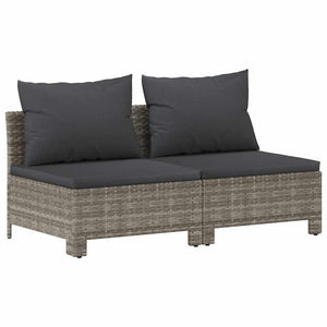 Vidaxl 2-Seater Garden Patio Sofa – Luxurious Gray Poly Rattan Outdoor Furniture With Cushions – Lightweight & Weather-Resistant Lounge Set,Sofas