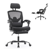 Sweetcrispy Office Desk Chair with Footrest, Ergonomic High-Back Mesh Rolling Work Swivel Chairs with Wheels, Comfortable Lumbar