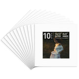 Golden State Art, Pack of 10, 12x12 White Picture Mats Mattes with White Core Bevel Cut for 8x8 Photo