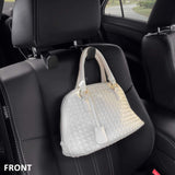 AMVOYOA Headrest Hooks for Car, Back Seat Organizer Gray Leather Hanger Holder Hook, for Hanging Purses and Bags and Coats, Pack