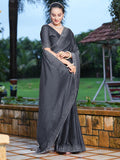 Satrani Womens Pure Georgette Saree (3186S137N_Grey)