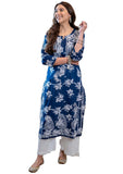 Anni Designer Women'S Rayon Blend Chikankari Embroidered Straight Kurta (Sceros-Cerosin_Xl_Blue_X-Large),Blue,XL