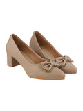 Shoetopia Pointed Toe Stylish Bow Beige Pumps For Women & Girls /Eu38,Beige,5,B0DRJH63N6