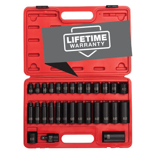 Sunex 3330, 3/8'' Drive Master Impact Socket Set, 12 Pt., 29Piece, Metric, 8Mm-22Mm, Standard/Deep, Cr-Mo Steel, Heavy Duty Stor