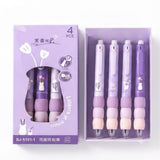 SUKEYBA Cute Kawaii Gel Pens Set of 4, 0.5mm Retractable Blue Ink Ball Pens, Soft Grip Aesthetic Writing Pens for School Supplie