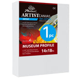 PHOENIX 14x18 Inch Museum Canvas - 2 3/8 Inch Thick Porfile Deep Large Stretched Canvas for Painting 1 Pack 100% Cotton 11 Oz. G