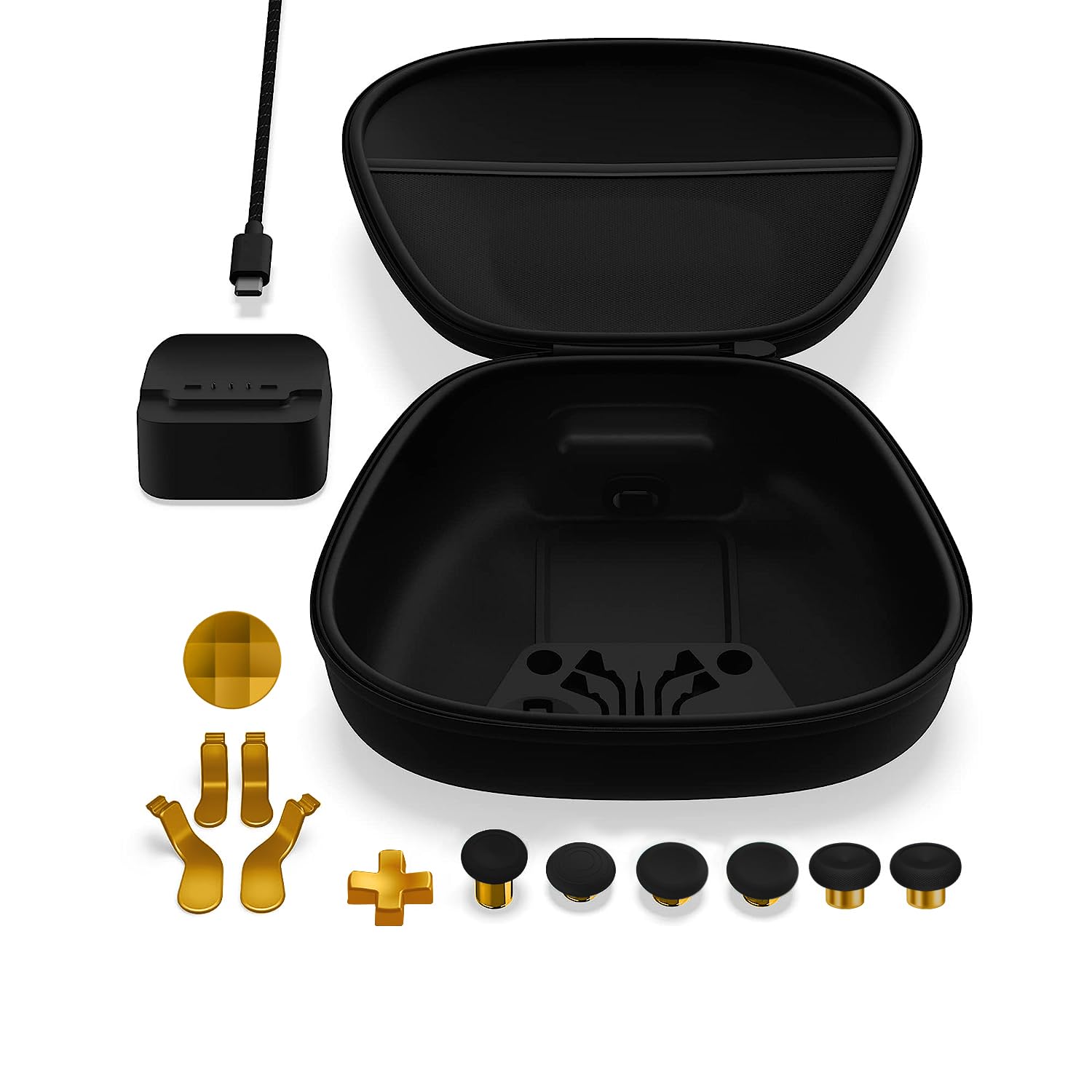 Complete Component Pack Replacement Parts Repair Accessories Kit with Storage Case, Charging Dock and Cable,6 Thumbsticks, 4 Pad
