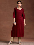 Libas Women'S Viscose Rayon Embellished Straight Kurta (29238O0R Red Red L