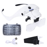 YOCTOSUN Magnifying Glasses with 4 LED Lights, Headband Magnifier with 5 Detachable Lenses 1X, 1.5X, 2X, 2.5X 3.5X -Rechargeable