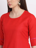 Anni Designer Women'S Cotton Blend Straight Kurta With Pant & Dupatta (Gubghat-Red_L_Red_Large),Red,L,,,