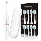 kingheroes Electric Toothbrush Set, Comes with 8 Brush Heads & Travel Case,4 Modes with 2 Minutes Built in Smart Timer, One Char