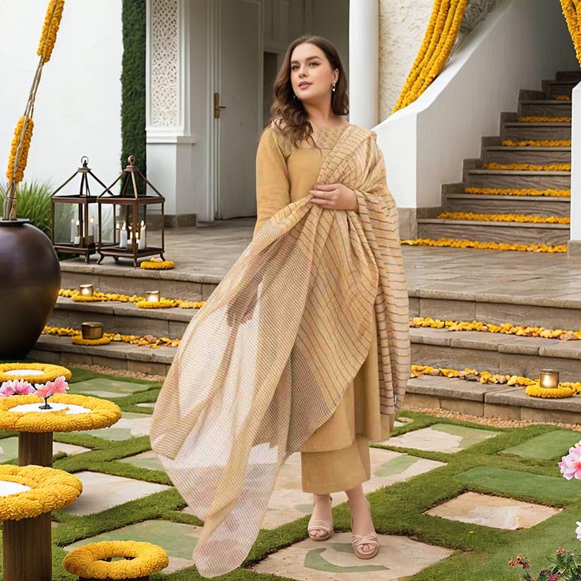 Anni Designer Women'S Rayon Viscose Printed Straight Kurta With Pant & Dupatta (Purika Yellow-Vks02_M_Yellow_Medium),Yellow,M,,,