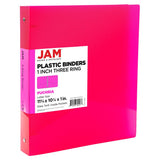JAM PAPER Plastic 1 inch Binder - Fuchsia Pink 3 Ring Binder - Sold Individually