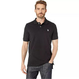 U.S. Polo Assn. Mens Classic Polo Shirt, TwoButton Closure Pique Polo Shirt, Summer Fashion Golf Shirt, Black/White, XL