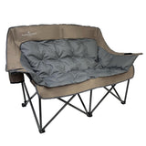 Black Sierra Double Camping Chair for Adults, Oversized Folding Loveseat Supports 600 lbs, Plush Padded Outdoor Couch with Cup H