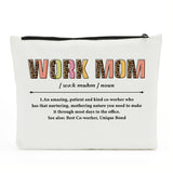 NBIAN Work Mom Definition, Inspirational Makeup Bag Cosmetic Bag, Mothers Day Birthday Appreciation Leaving Work Gift for Women 