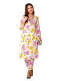 Rytras Women'S Cotton Embroidered Straight Kurta With Pant Set(Ryt564,Pink,Xxl)