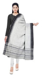Odishahandloom Hatabuna Pure Cotton Sambalpuri Ikat Stole For Women Authentic Handwoven Traditional Tie & Dye Dupatta (White)