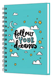 AccuPrints wiro Hard bound Size -A5 (6 by 9 inch) Notebook Diary Ruled 200 pages-Notebook Diary (Follow your dream)