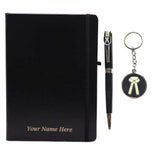 Crownlit Advocate Professional Gift Set, Personalised Hardbound Notebook With Pen And Keychain, Black