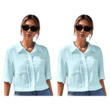 Toplot Shirt For Women || V-Collar Solid Crop For Woman || Half Sleeves For Women || Oversized Shirt For Woman (V-Crop-Shirt-5183-5183-Sky-Sky-L),Sky-Sky,,B0FBG951TD