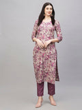 Anni Designer Women'S Cotton Blend Straight Printed Kurta With Pant (Seep Purple-Nw_3Xl_Purple_Xxx-Large),Purple,3XL,,,