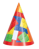 Building Blocks Birthday Party Hats (Pack of 8) Colorful & Fun Design Perfect Party Accessory for Your Ultimate BlockThem