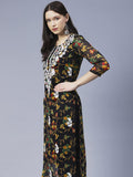 Anni Designer Women'S Printed Georgette Chikankari Embroidered Kurti (Gori-Black_Xl_Black_X-Large),Black,XL,Georgette,Regular,One Kurta