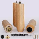 PBUY 8 Inch Tall Heavy Duty Natural Wooden Furniture Legs Set of 4 - Cylindrical Solid Wood Legs for Sofa, Couch & High Tables -